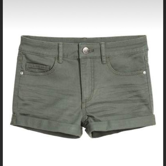 Army Green H&M Denim Shorts size 8 - Picture 2 of 4